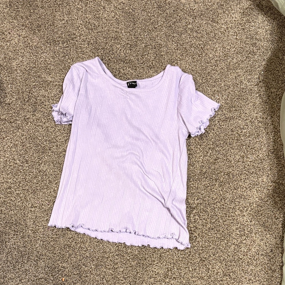 Light Purple Ruffle Sleeve Top